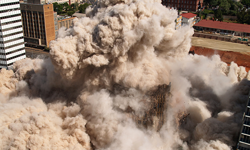 Buildings being destroyed