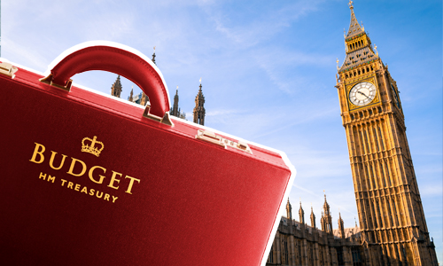 Red budget briefcase in front of Big Ben