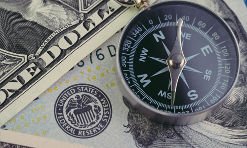 Compass on american dollars