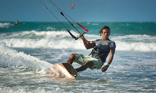 One person kite surfing