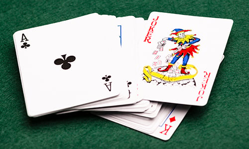 Deck of cards with the Ace and Joker showing