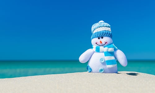 Snowman on a beach