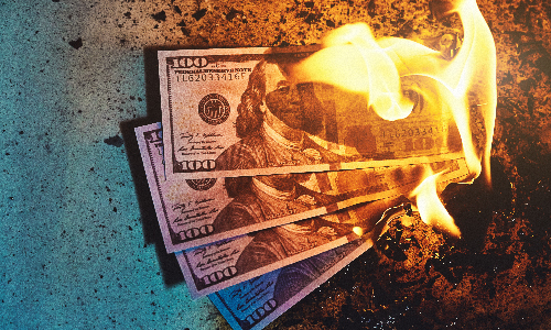 US dollars burning