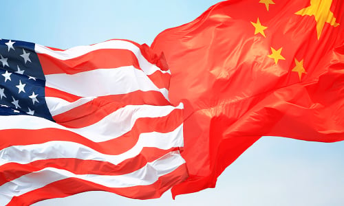 USA and China country flags